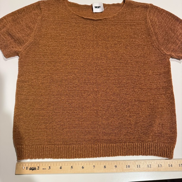 DKNY short sleeve woven scoop neck sweater women’s size S/M - Picture 9 of 11